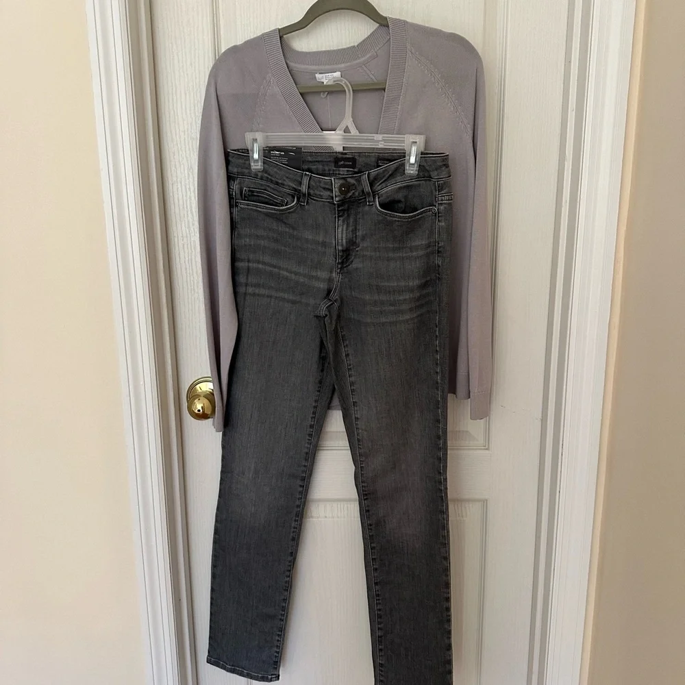 2 of NWT j. jill Woman’s Gray Jacket & Jeans, Sz S/4